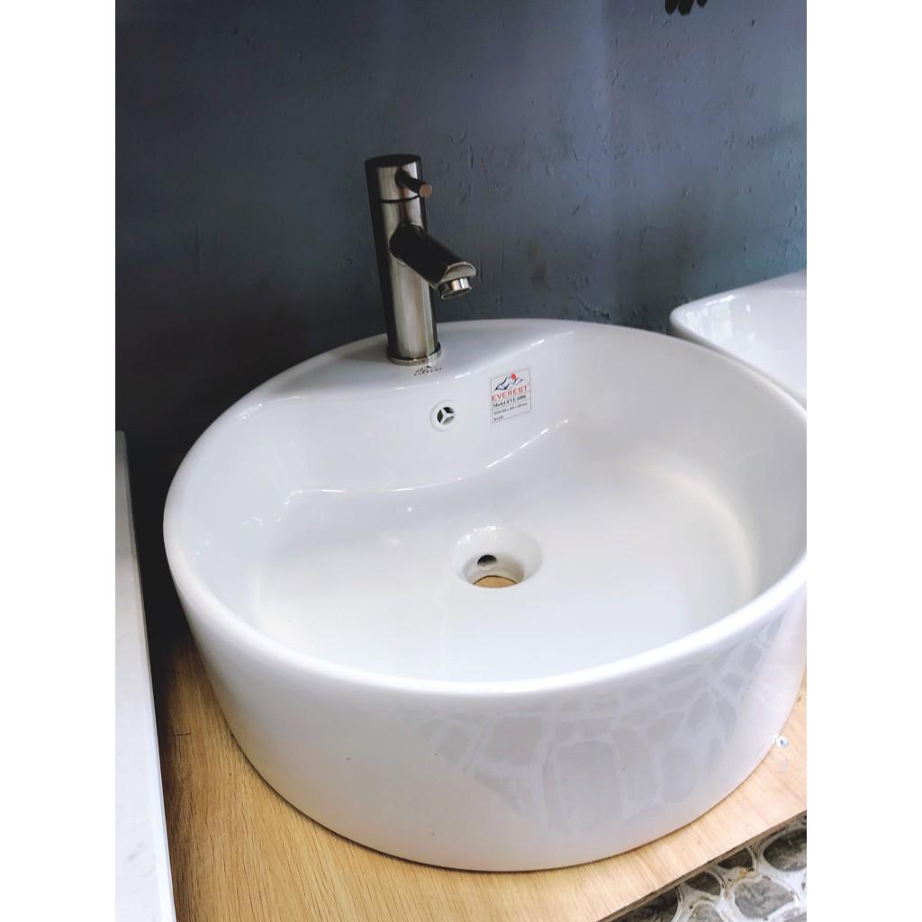 Lavabo sứ tròn để bàn tráng men nano