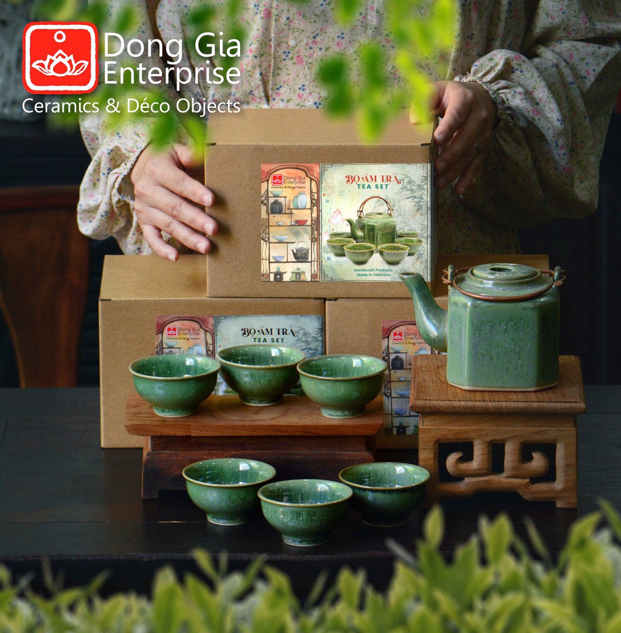 Bộ ấm lục giác nhỏ - xanh Crystal 14
