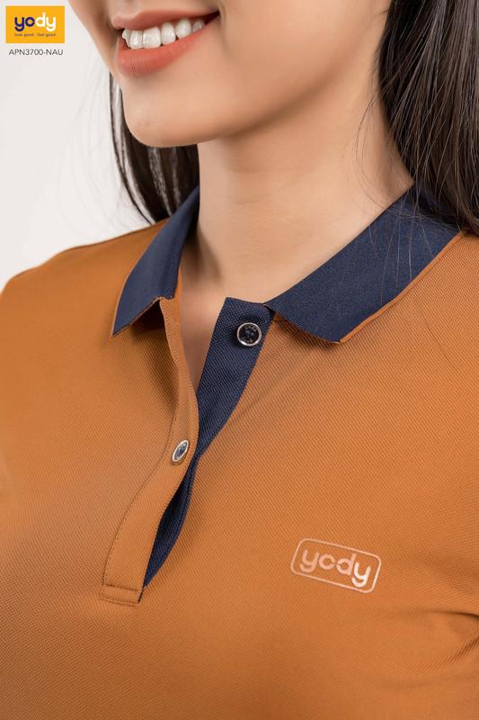 Áo Polo Nữ YODY Phối Nẹp Thoải Mái Năng Động Chất Liệu Cafe Khử Mùi Tốt - APN3700