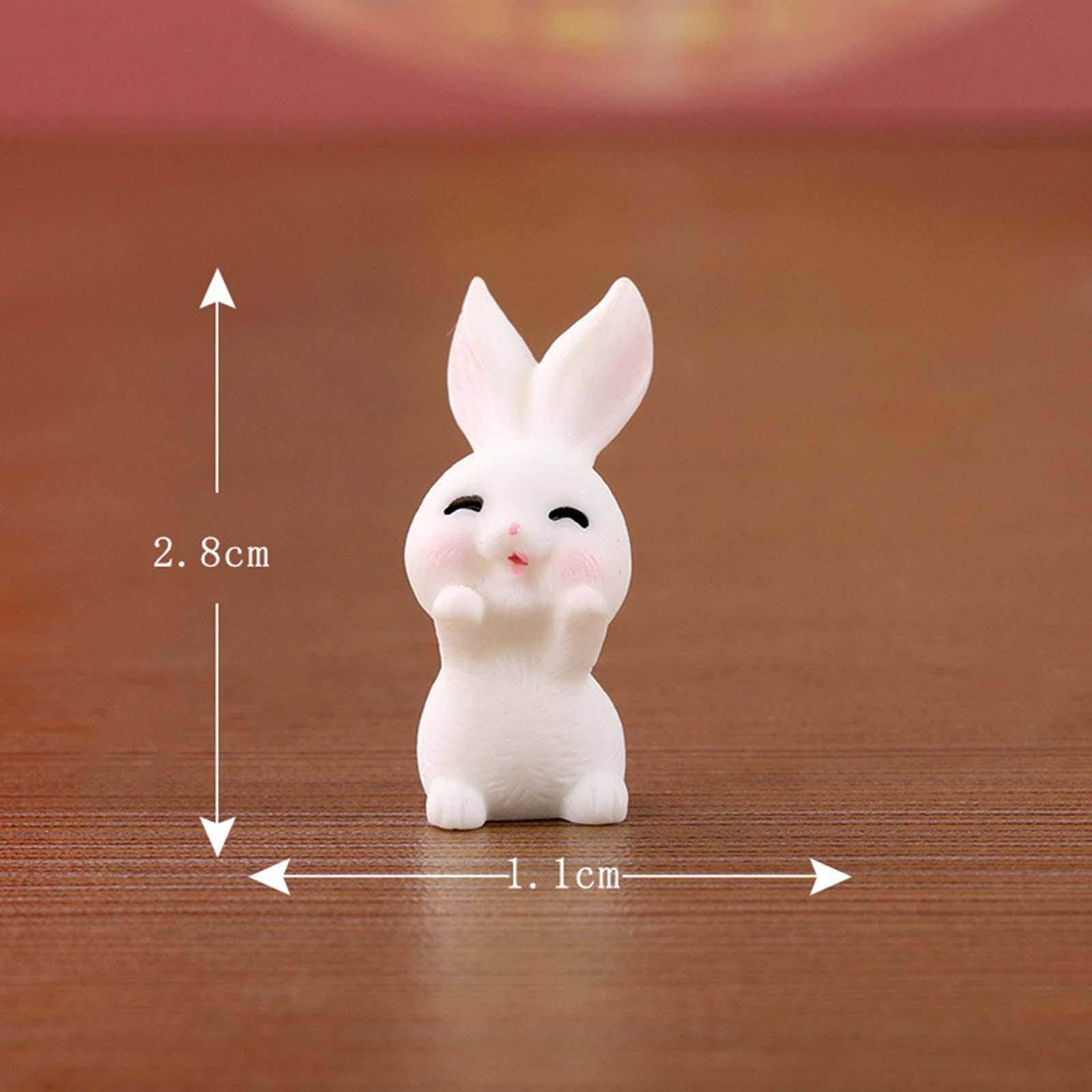 8 Pieces Miniature Rabbit Figures Art Sculpture for Office Bedroom Decor