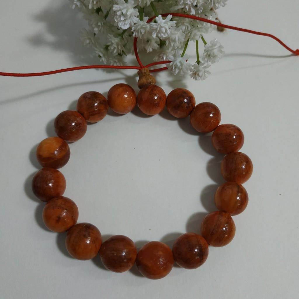VÒNG ĐEO TAY GỖ NU HUYẾT LONG 12LY- FULL HỘP ĐỎ + TẶNG BỘ DÂY VÀ HẠT DỰ PHÒNG