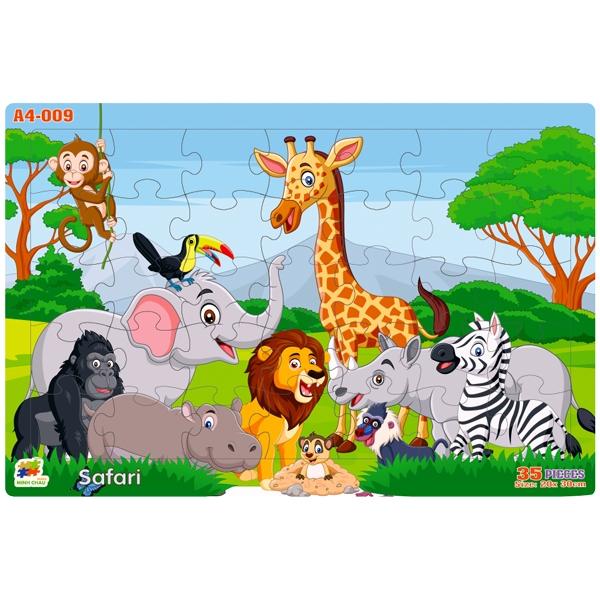 Bộ Xếp Hình Khổ A4 Puzzle Minh Châu 35-09 - Safari