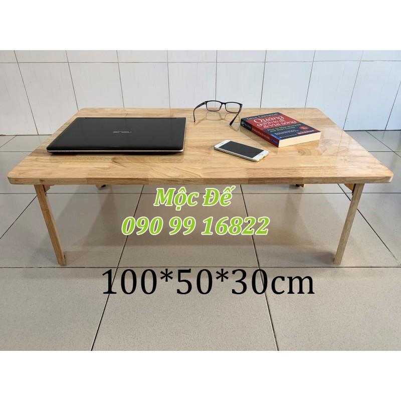 Bàn Trà Gỗ Cao Su Xếp Gọn MỘC ĐẾ Size 100x50cm - Ngồi Bệt Kiểu Nhật Hiện Đại Sang Trọng