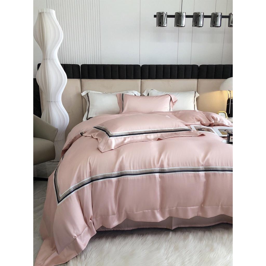 Bộ chăn ga gối 100%Tencel 120s cao cấp Frame Embroidery, phong cách châu âu sang trọng cổ điển