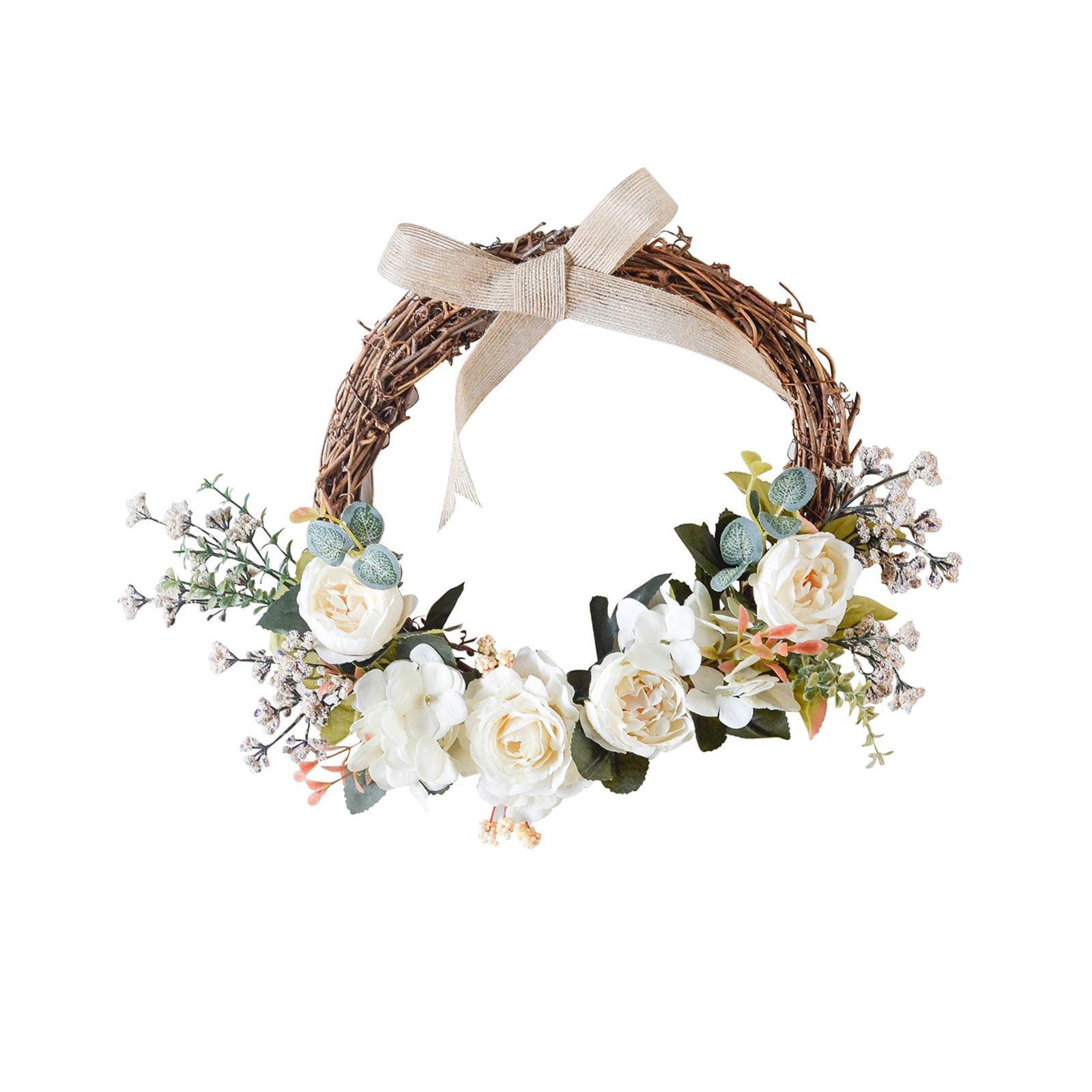 Artificial Flower Wreath Farmhouse Garland Door Wreath for Holiday Party