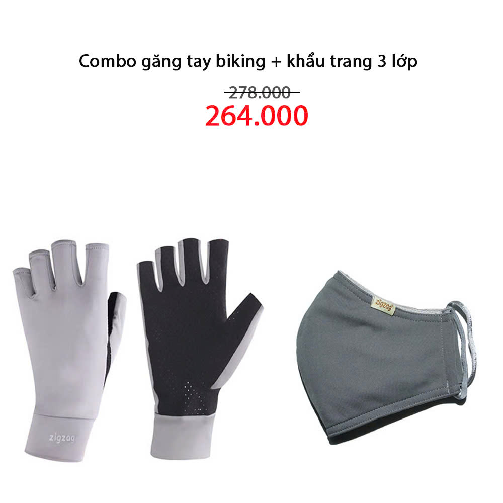 Combo găng tay biking + khẩu trang chống nắng 3 lớp UPF50+