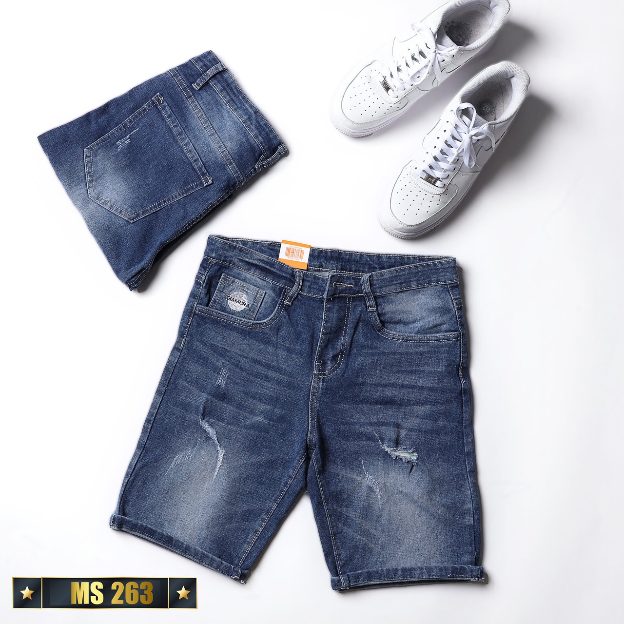 Quần short jean nam co giãn màu xanh rách, quần sọt nam mẫu mới chất denim cao cấp thời trang Benny Fashion - MQ263
