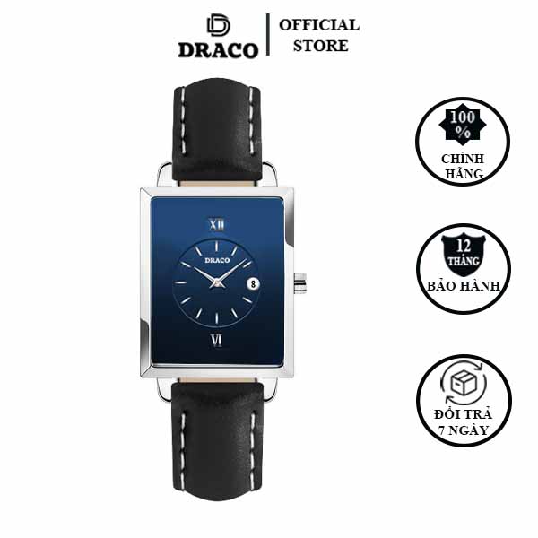 Đồng hồ nữ Draco D23-EL05 "Elegant" trắng kết hợp chất liệu dây da bò màu đen-phụ kiện thời trang nữ nhẹ nhàng tinh tế