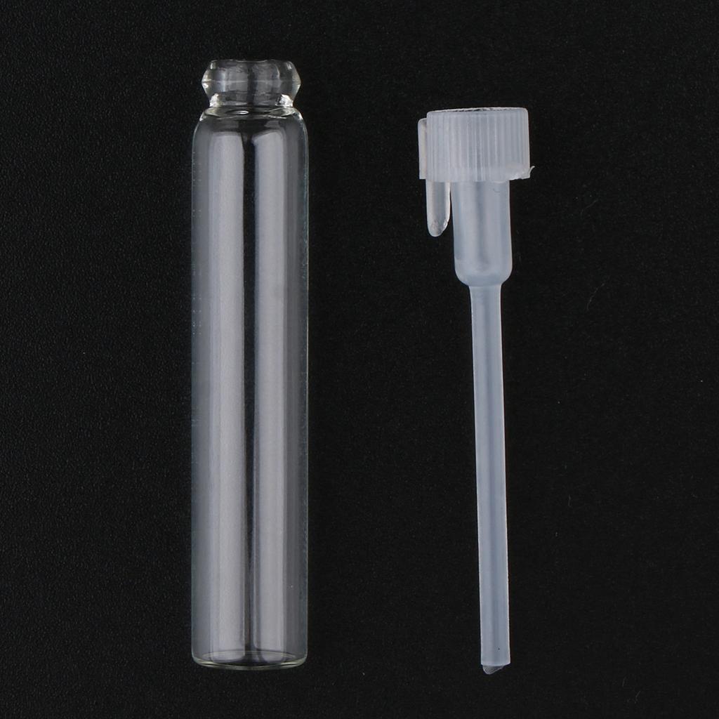 2x50x Mini Glass Perfume Sample Vials Empty Essential Oil Fragrance Bottle 2ml White Cap