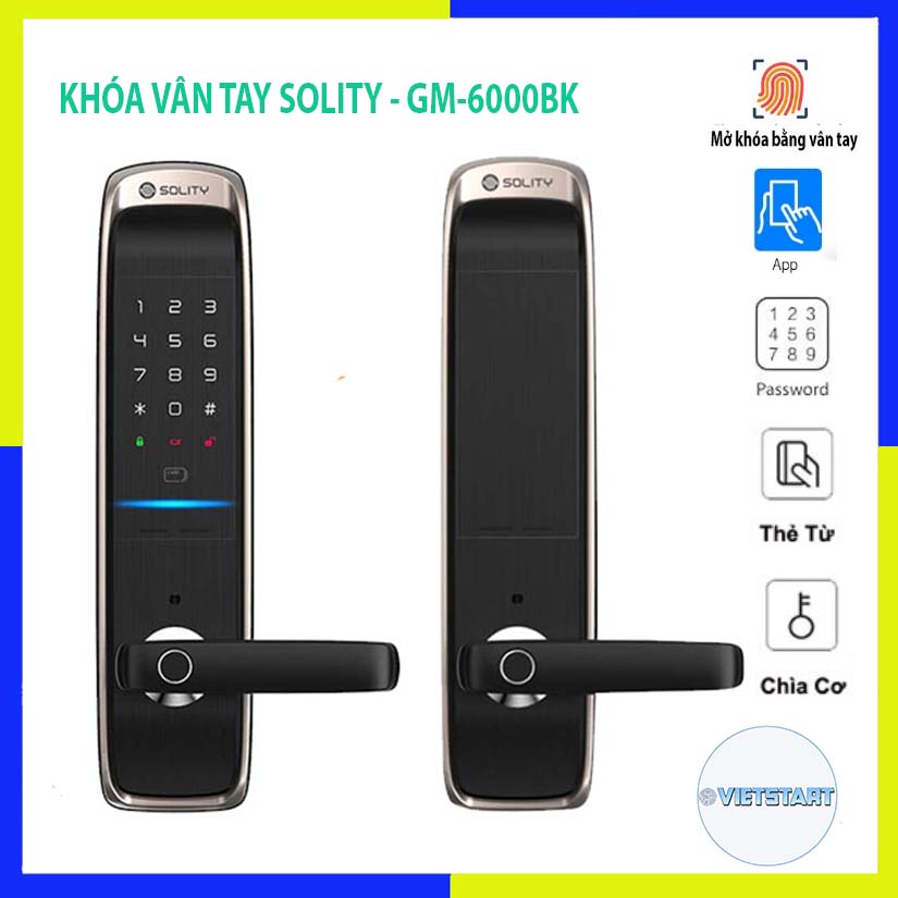 Khóa vân tay Solity GM-6000BK | Khóa thông minh Solity | Khóa điện tử Hàn Quốc nhập khẩu