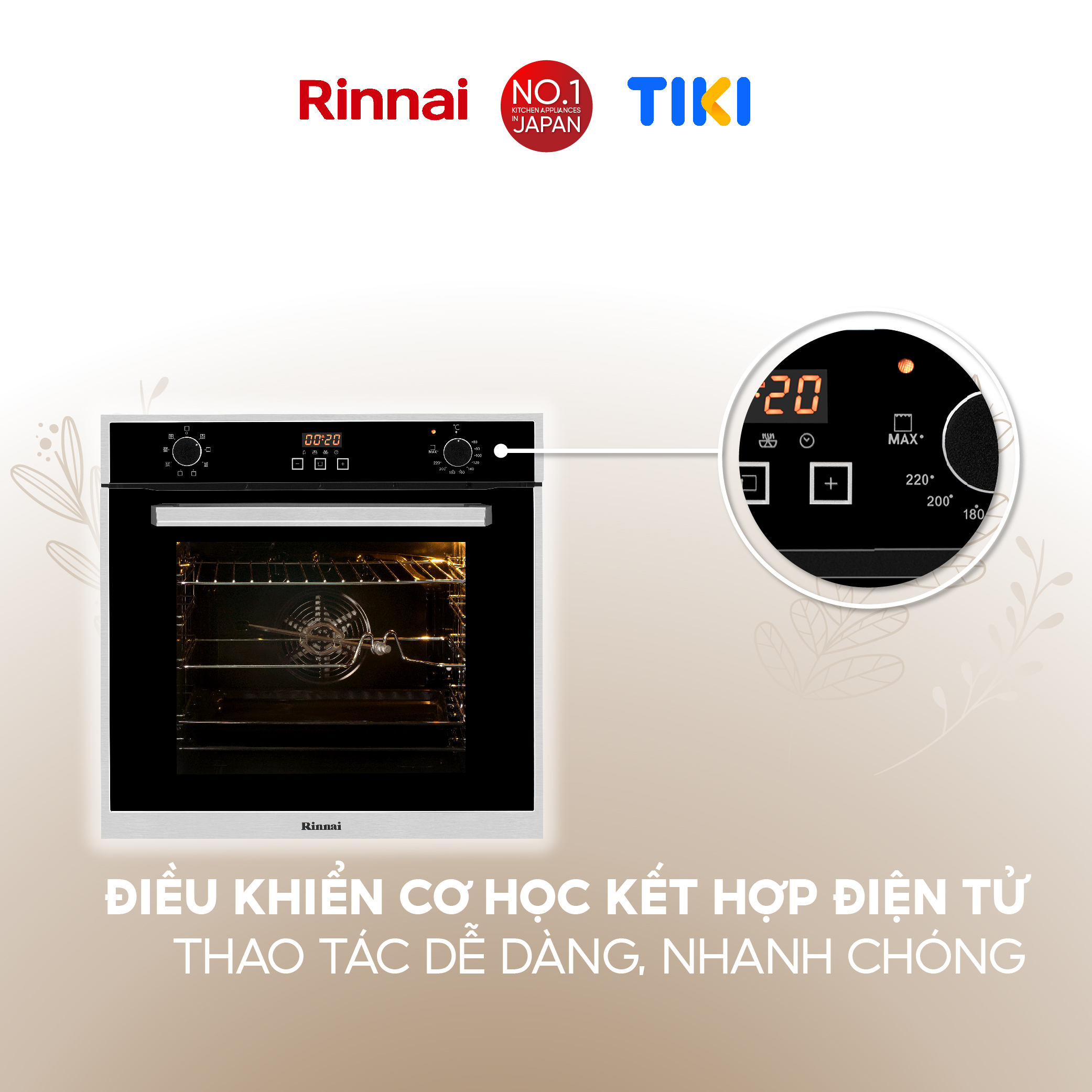 Lò nướng điện âm tủ Rinnai RO-E6208TA-EM dung tích 70L 2875W - Hàng chính hãng.