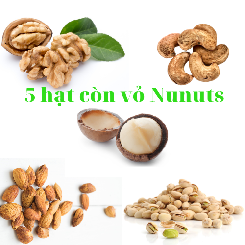 MIX 5 HẠT DINH DƯỠNG NUNUTS CÒN VỎ MÃ HÀNG NN5