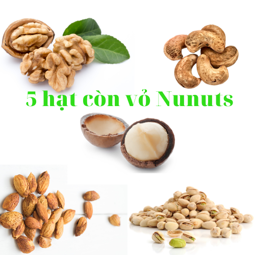 MIX 5 HẠT DINH DƯỠNG NUNUTS  CÒN VỎ ( 1 HỘP 500G) MÃ HÀNG NN5