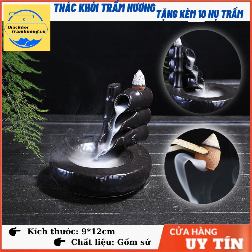 Thác khói trầm hương BỘ THÁC TRÚC tặng 10 nụ trầm thơm,thác khói chảy ngược dùng đốt hoặc xông nụ trầm hương