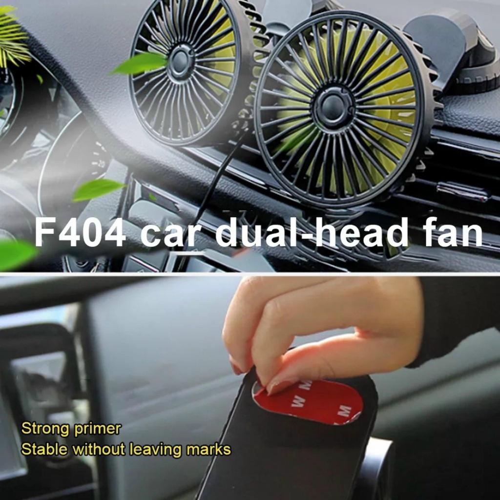 Quạt đôi gắn ô tô đa năng xoay 360 độ, quạt để bàn làm việc tích hợp USB tiện lợi