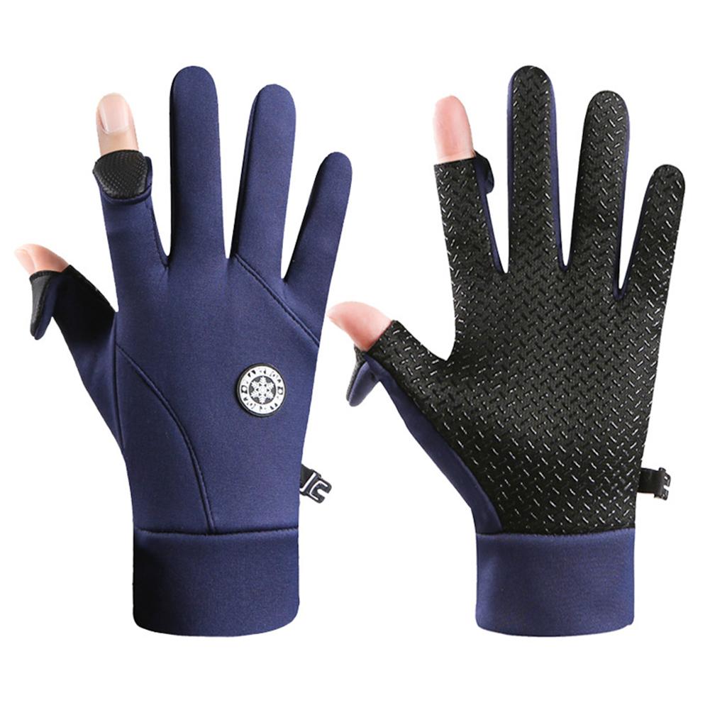 Găng tay mùa đông nam giới phụ nữ đạp xe đạp mùa thu mùa đông Lông cừu Windproof Toum Màn hình xe đạp Trò chơi câu cá ngoài trời ấm áp Color: Blue2