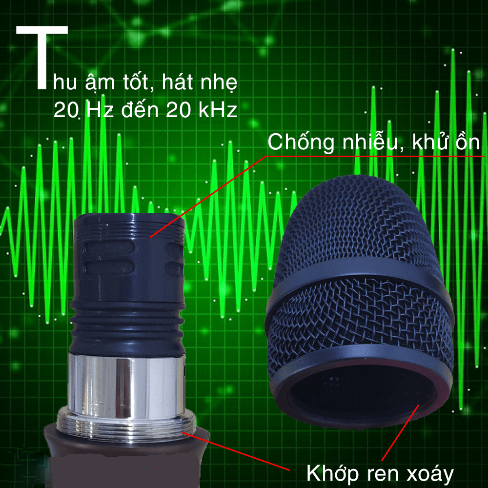 Micro Karaoke  Không Dây Shubole K5- Chuyên Dành Cho Loa Hoặc Âm Ly -Hang Nhập Khẩu