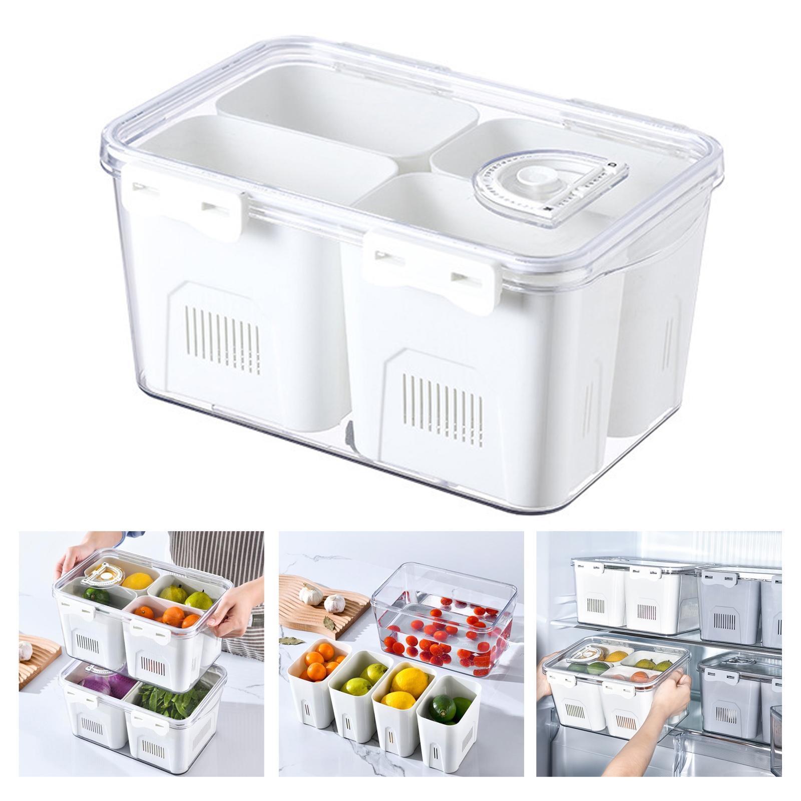Refrigerator Storage Box Colander Bin Fridge Organizer Stackable Container White