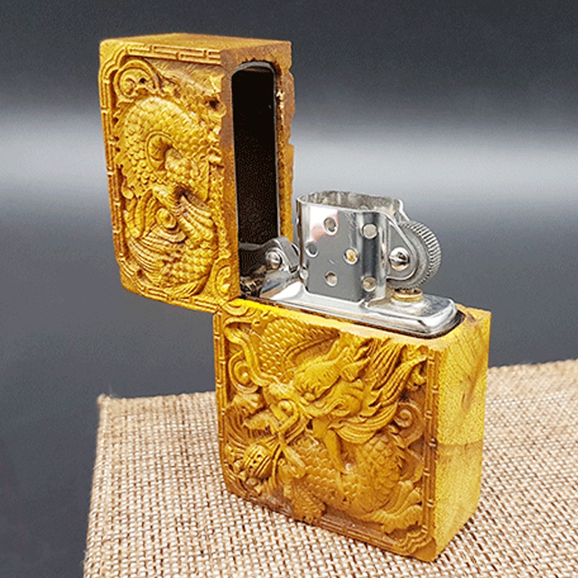 Vỏ Hột Quẹt Bật Lửa Xăng Đá Gỗ Chief CF1049 Thiết Kế Đẹp Độc Lạ - Dùng xăng bấc đá cao cấp