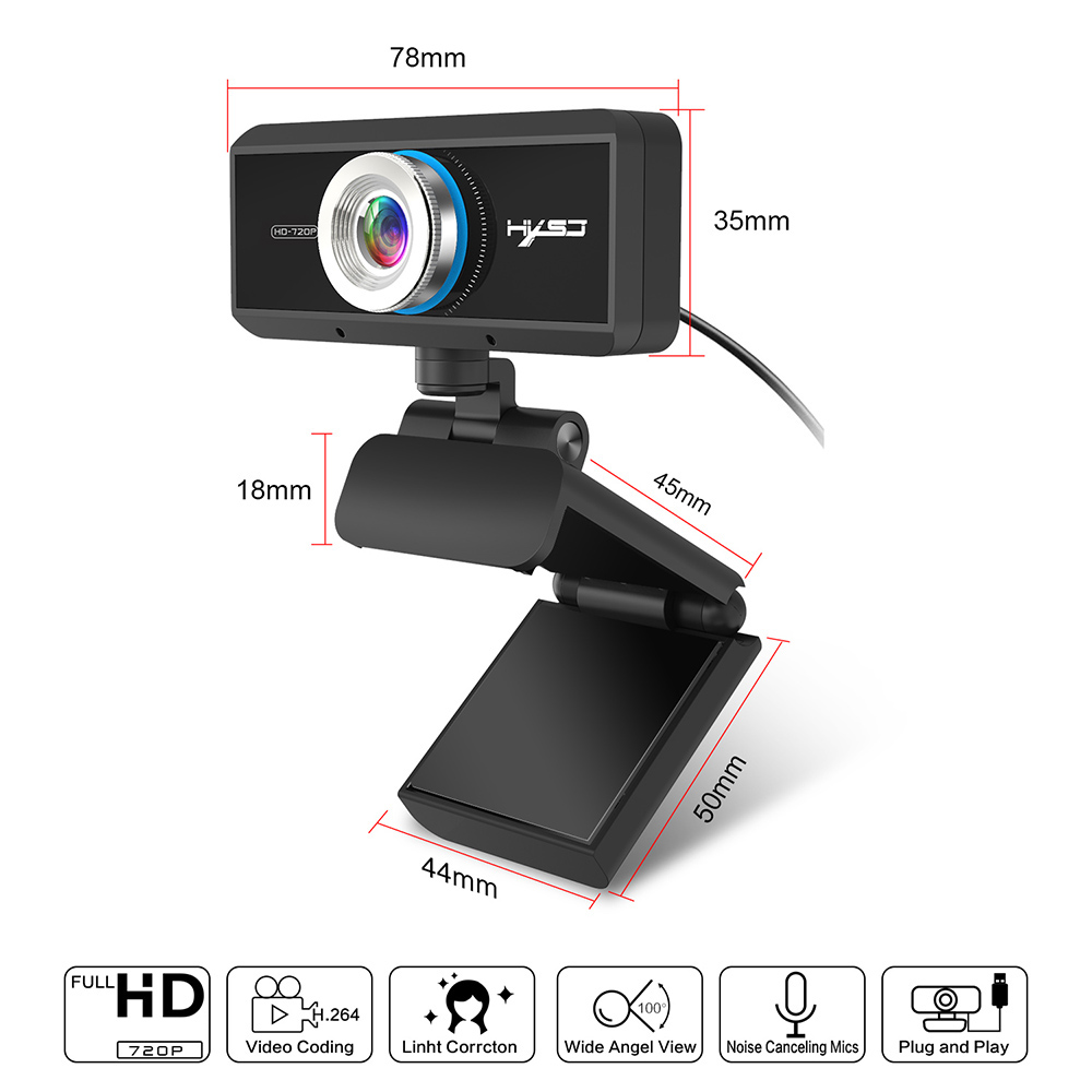 Webcam với Mic Manual Focus 720P HXSJ S90 HD 