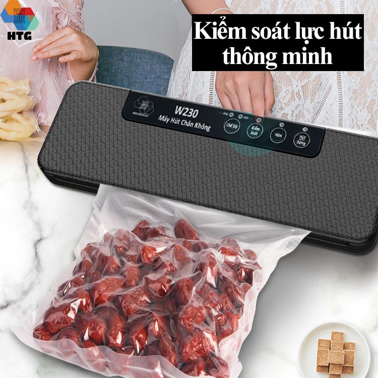 Máy hút chân không thực phẩm Shineye W230 tự động, hút khô và hút ướt với 2 chế độ hàn, tích hợp hàn độc lập, kiểm soát lực hút, hàng chính hãng