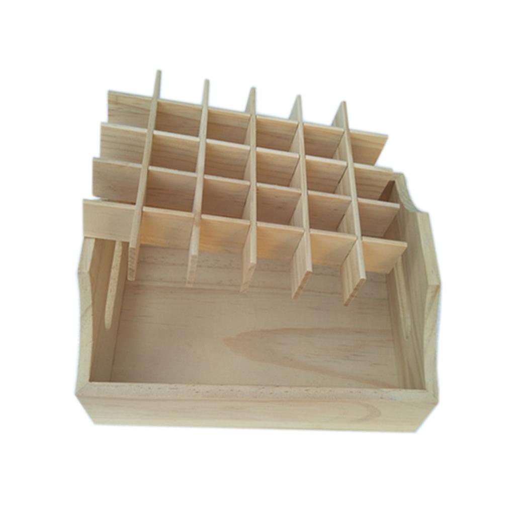 30 Slots Essential Oil Holder Display Wooden Storage Case Tray Box Organizer