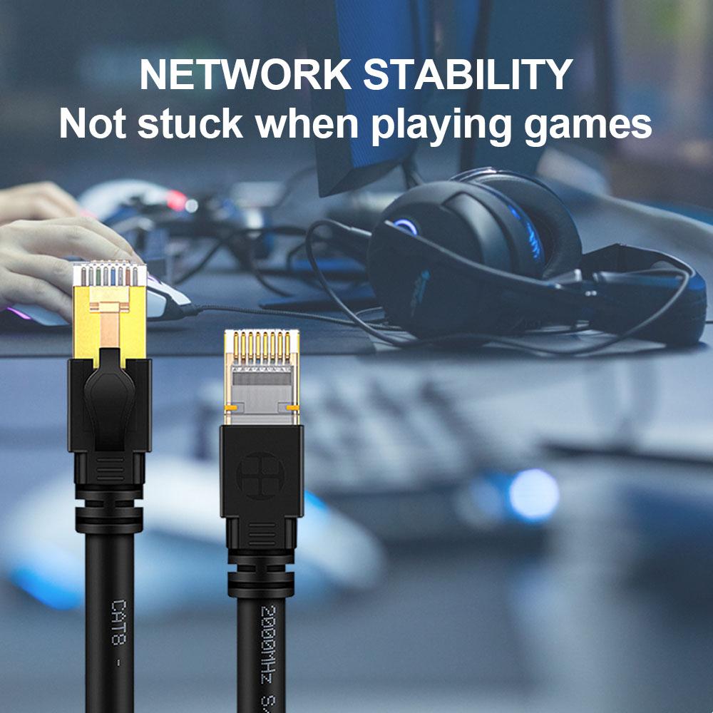 Máy Tính RJ45 Cáp Ethernet Cat 8 10M 30M 40Gbps 2000MHz Lan Cáp Mạng Internet Che Chắn Laptop PS 4 Router Modem Cat7 Dây