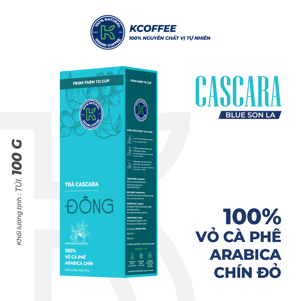 Trà Cascara Blue Sơn La tốt cho sức khoẻ hộp 100G thương hiệu K Coffee