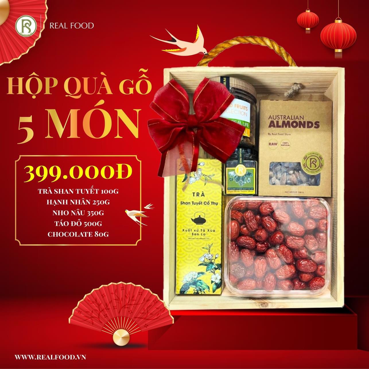 Hộp Quà Gỗ Wooden 5 Món Real Food