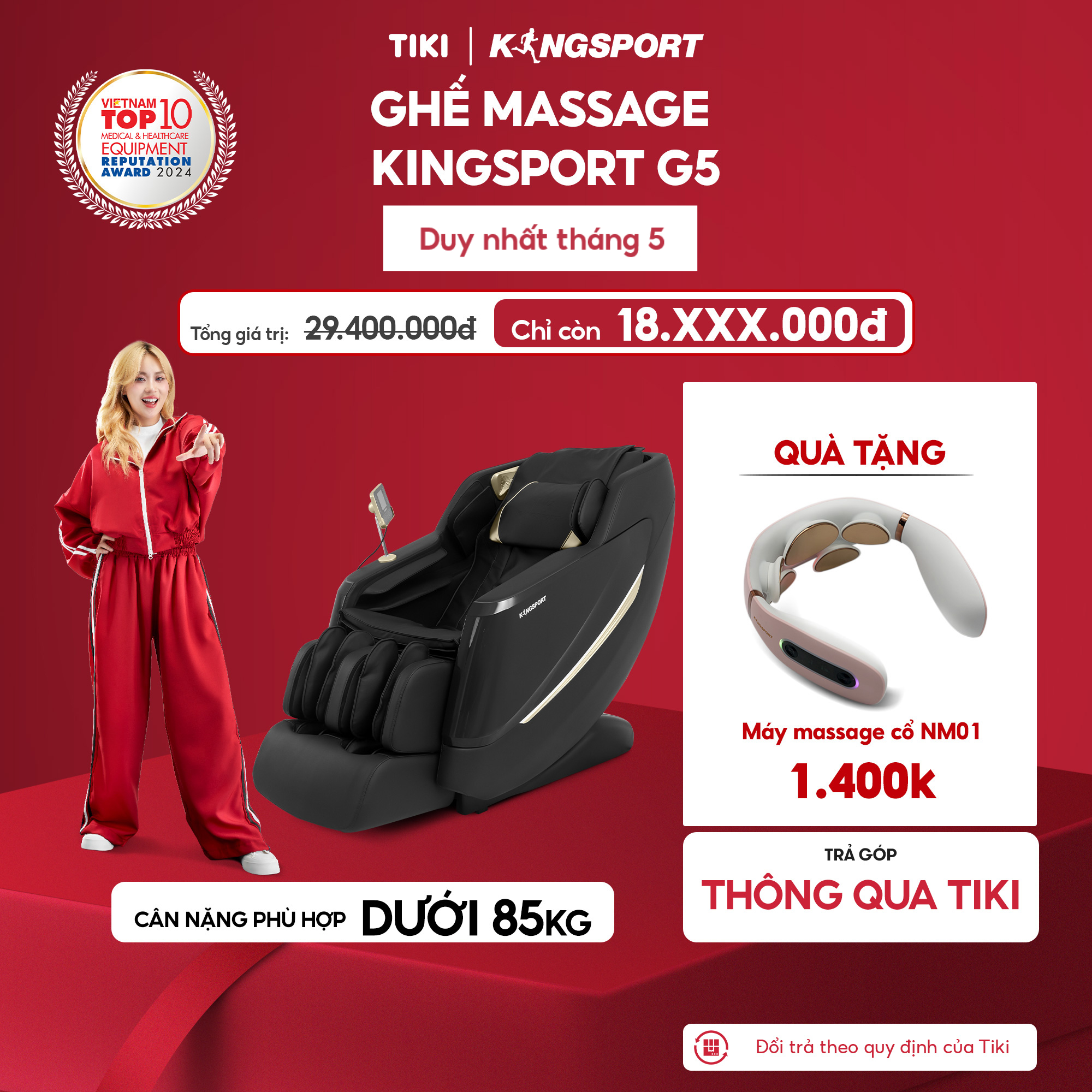 Ghế massage KINGSPORT Standard G5 BLACK cao cấp con lăn 3D với 8 bài tập, thiết kế hiện đại 2024, công nghệ massage chuyên sâu
