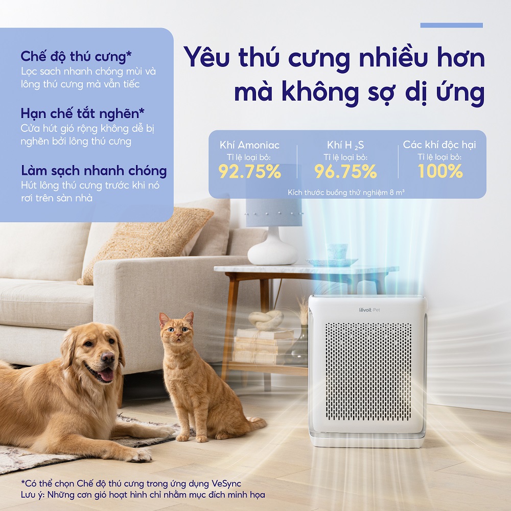 Máy Lọc Không Khí Levoit Vital 200S 88m2 | Khử Mùi Diệt Khuẩn | Hút Lông Thú Cưng Cực Mạnh | Hàng Chính Hãng