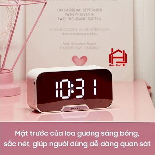 Loa bluetooth đồng hồ G10 cao cấp, loa mini kiêm báo thức, nghe đài FM, màn hình tráng gương hiển thị đèn led