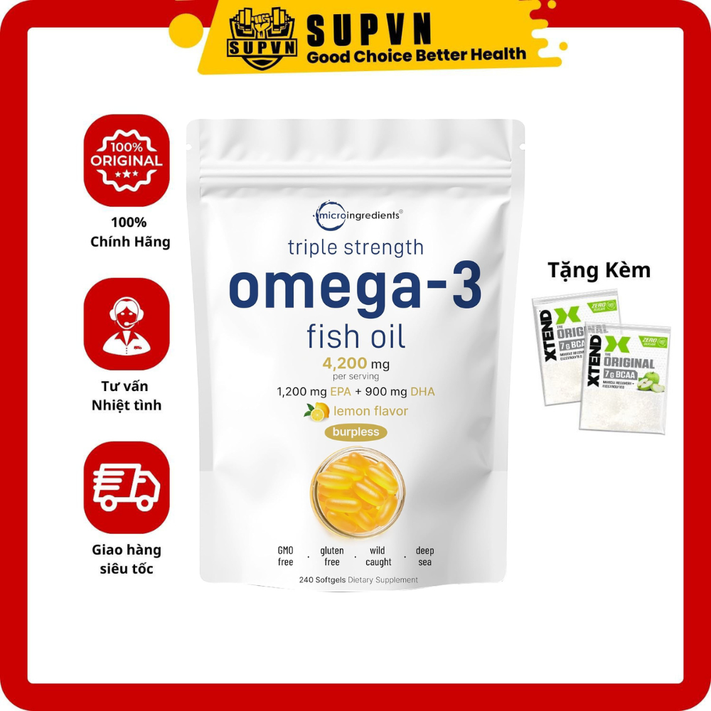 Viên Uống Dầu Cá Hàm Lượng Cao (240 - 300 viên) Micro Ingredients Omega 3 Fish Oil