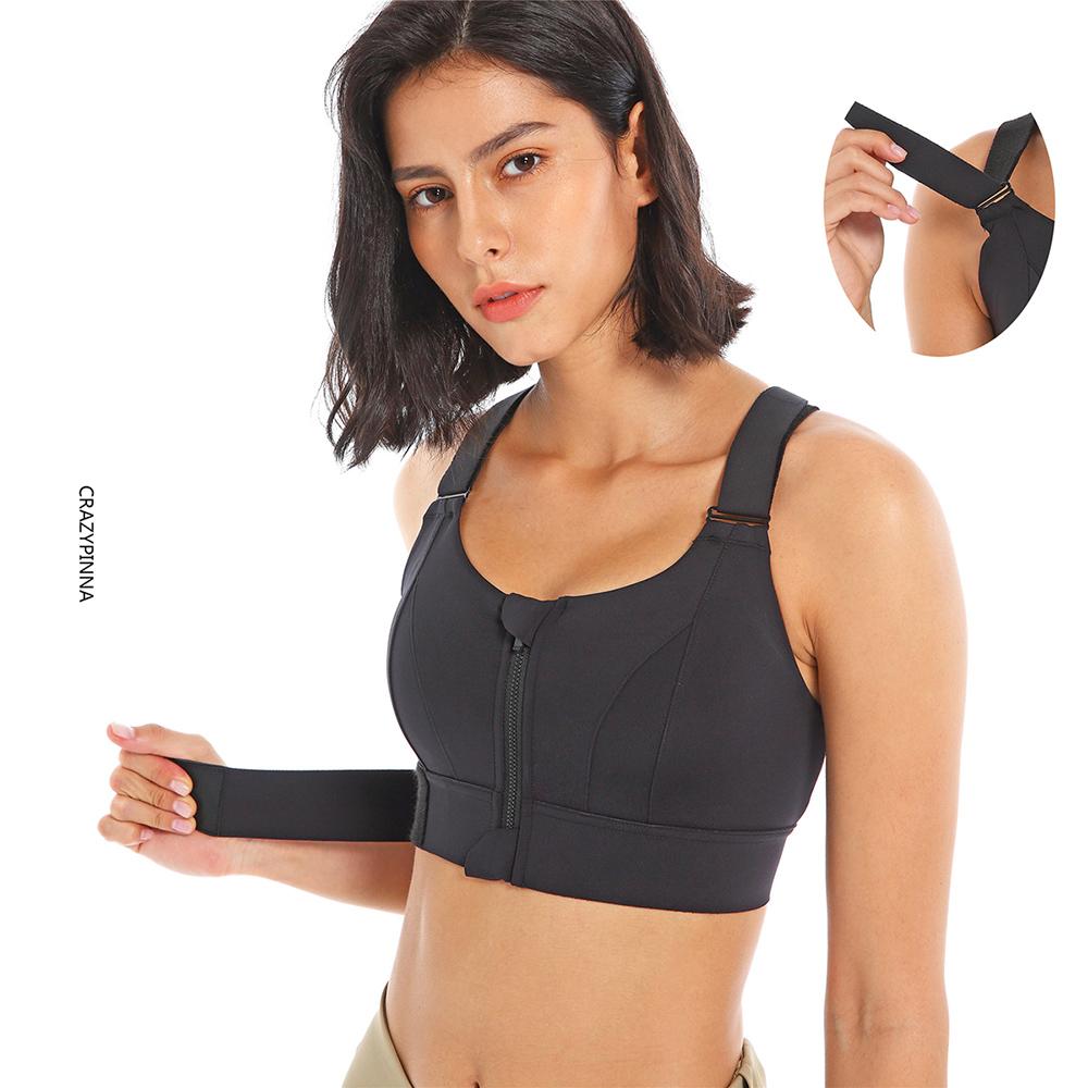 Mới Kích Thước Lớn Có Thể Điều Chỉnh Áo Ngực Thể Thao Tập Gym Thể Hình Quần Lót Chống Sốc Dây Kéo Áo Bra Yoga Tập Luyện Chạy Áo Crop Tops Ropa Mujer
