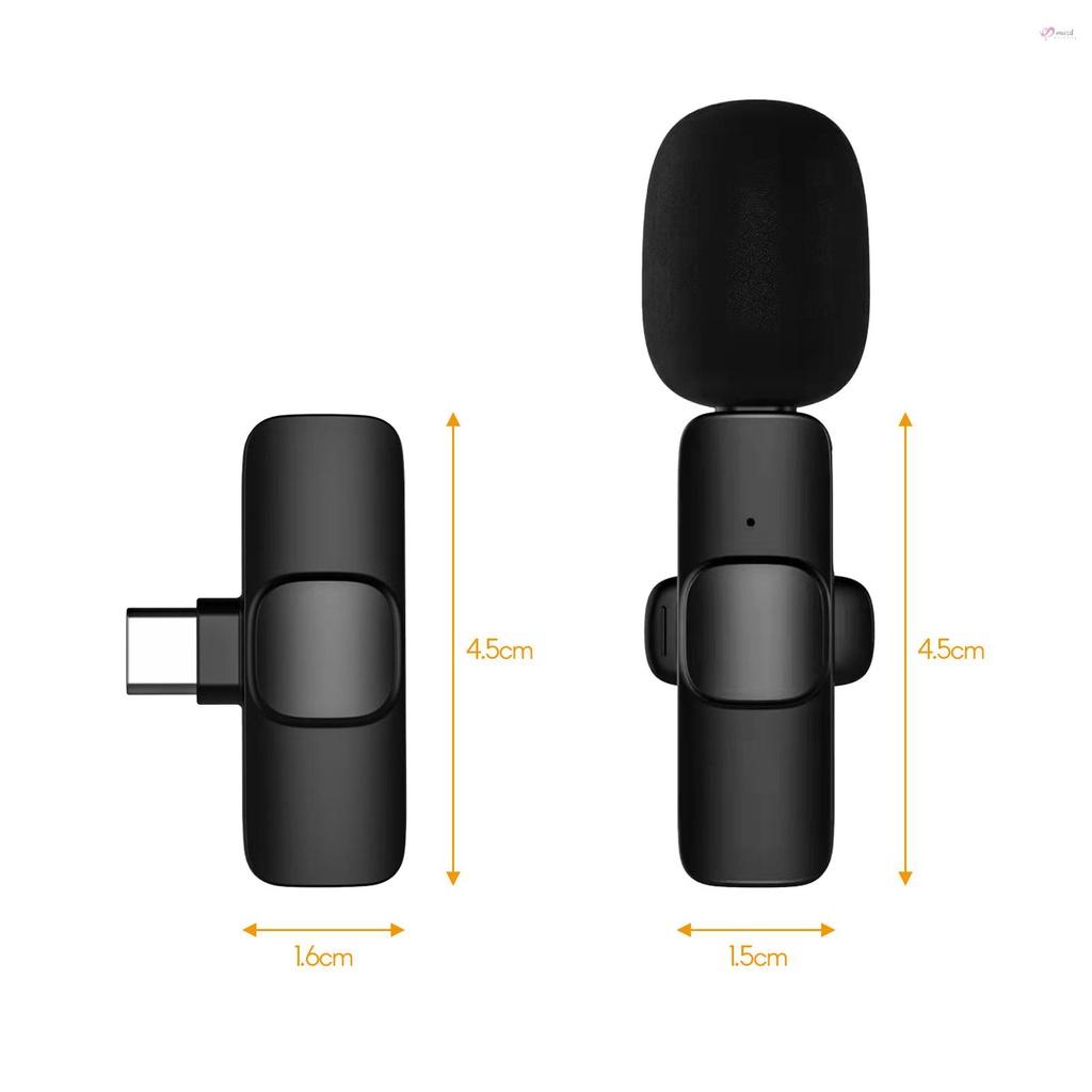 Hệ thống thu âm micro không dây mini dạng kẹp cổng Type-C cho điện thoại Android iOS