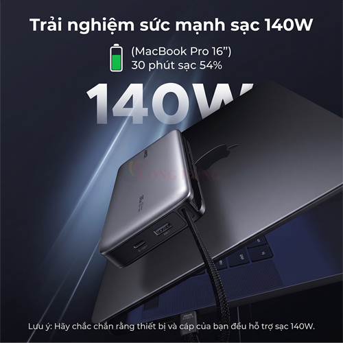 Sạc dự phòng Ugreen Power Bank Built-In Dual Cable 25cm 1USB 2Type-C 165W 25000mAh PB552 55995B - Hàng chính hãng