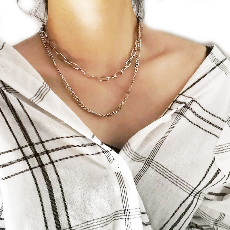 Vòng cổ đôi đơn giản phong cách ngắn Niche cá tính hoang dã dây chuyền xương đòn thời trang