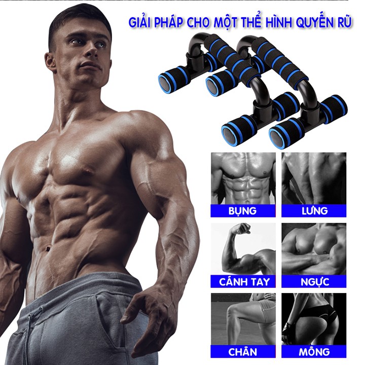 Dụng cụ hít đất chống đẩy chữ U tập Gym chịu lực tốt hỗ trợ các bài tập cơ ngực hiệu quả cao