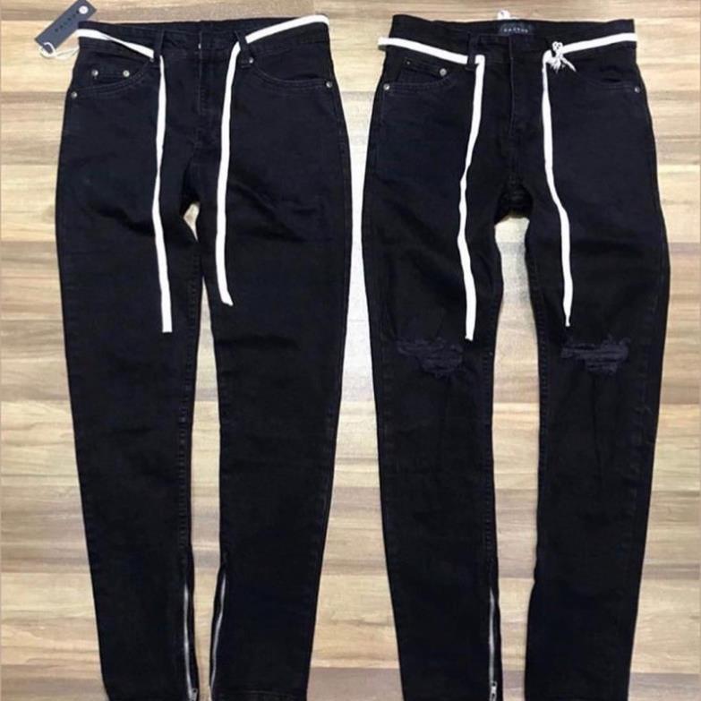 Quần Jeans Nam Đen Trơn/ Rách Gối