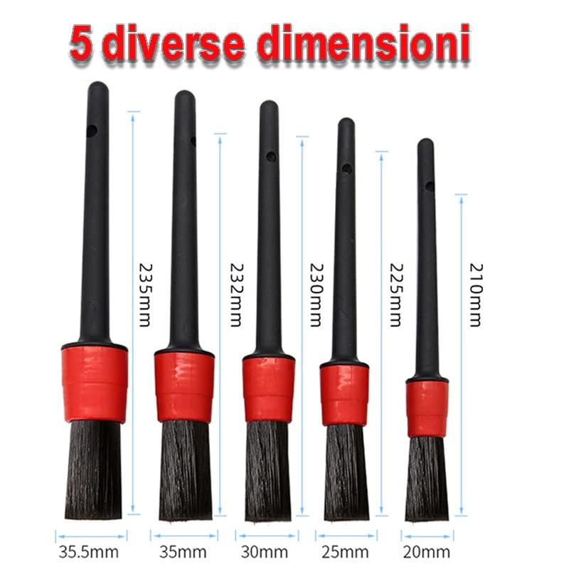 Bàn chải đặt ô tô, 5 mảnh bàn chải làm sạch xe, 5 giường cỡ khác nhau để làm sạch xe và làm sạch bên ngoài, bộ vệ sinh xe hơi