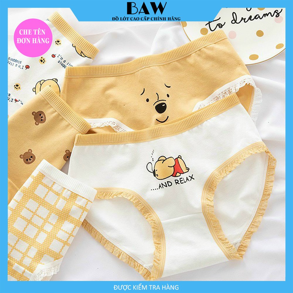 Hình ảnh Bộ 5 Quần Lót Nữ Cotton Lót May Chống Viêm, Quần Chip Nữ Kháng Khuẩn Cao Cấp Thương Hiệu BAW NT722