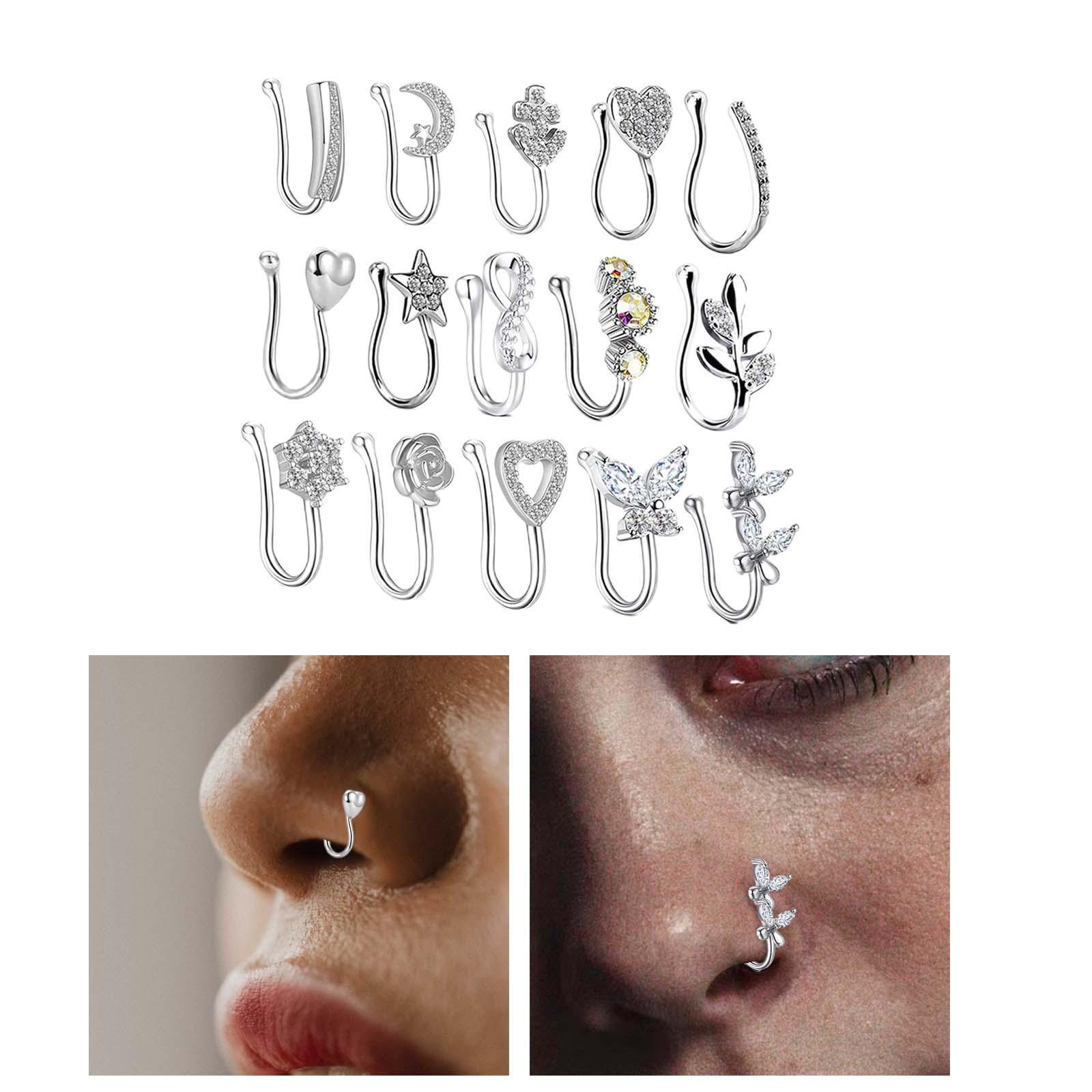 18 Pieces Fake Nose Rings Nose Clip Body Jewelry Gifts Fashion