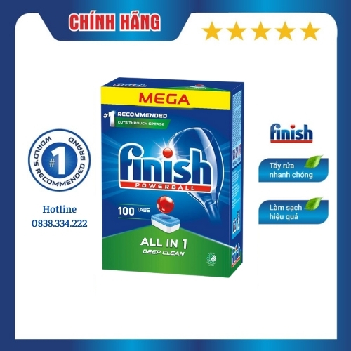 Viên rửa bát Finish All in one 100 viên hương chanh