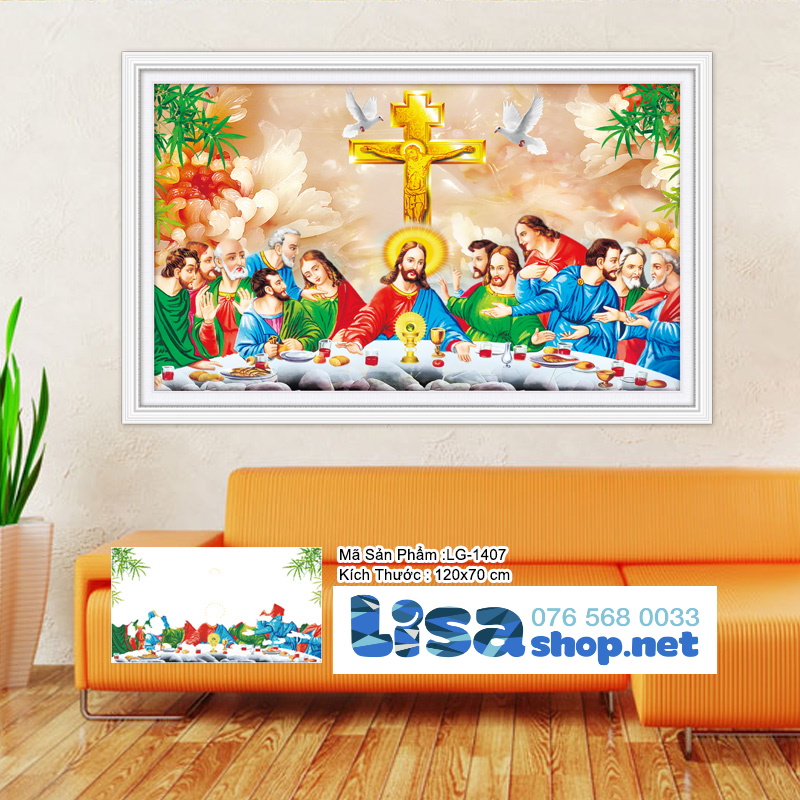 Tranh đính đá BỮA TIỆC LY 120x70cm chưa đính lg1407