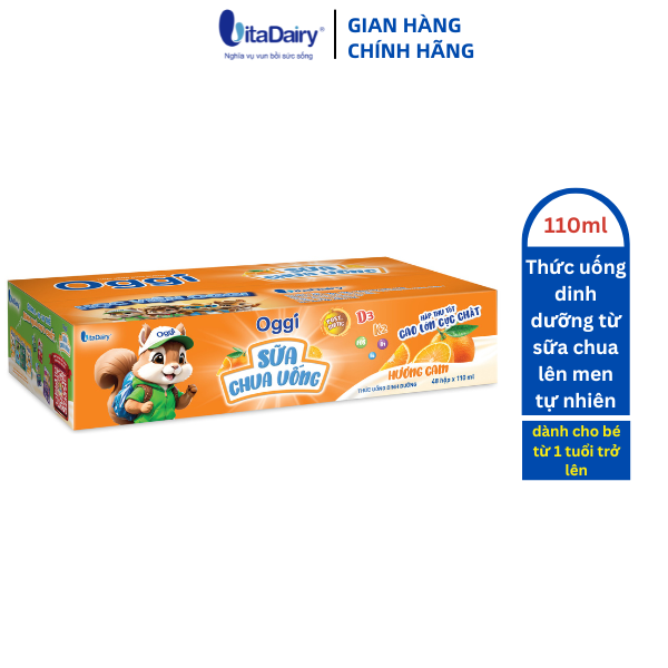 TUDD Sữa chua uống Oggi Hương Dâu / Hương Cam 110ml - thùng 48 hộp - VitaDairy