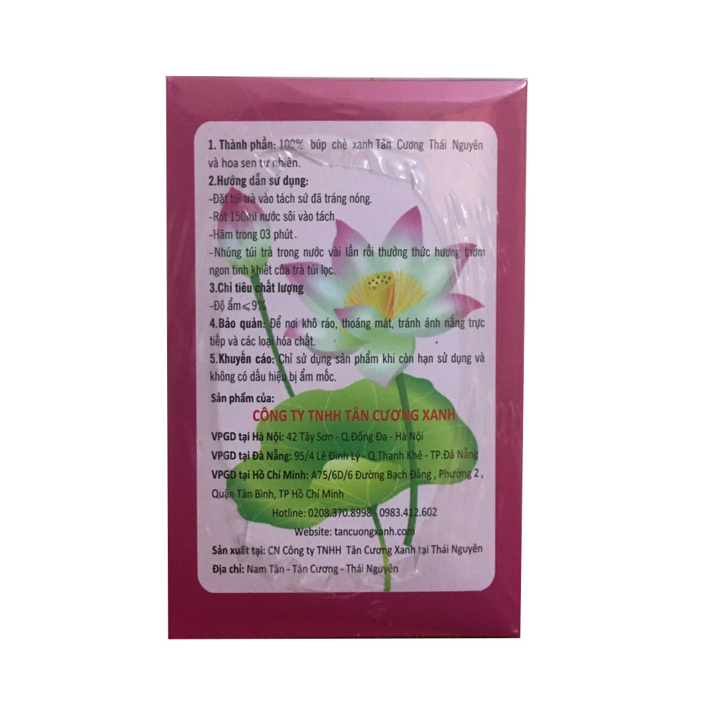 Combo 10 hộp trà túi lọc ướp hoa sen Tân Cương Xanh