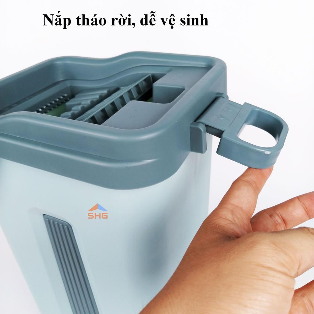 BỘ LAU NHÀ MĂM CHỮ NHẬT SỌC DỌC CAO CẤP, HAI NGĂN GIẶT VÀ VẮT ĐỘC LẬP, LAU CỰC KHÔ CỰC SẠCH