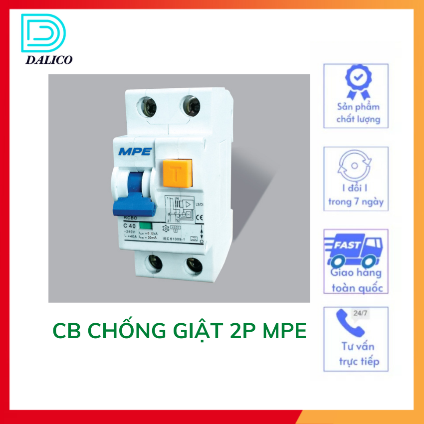 CB chống giật  2P chính hãng MPE,giải pháp an toàncho các thiết bị trong gia đình nhà bạn
