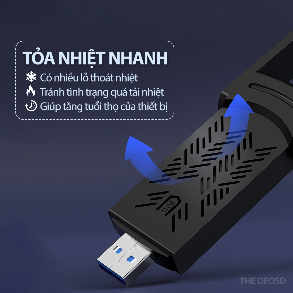 Bộ Chuyển Đổi WiFi USB 1200Mbps (2.4G - 5G)/ 1900Mbps (2.4G - 5.8G) Thu Mạng The Deosd - Hàng Chính Hãng