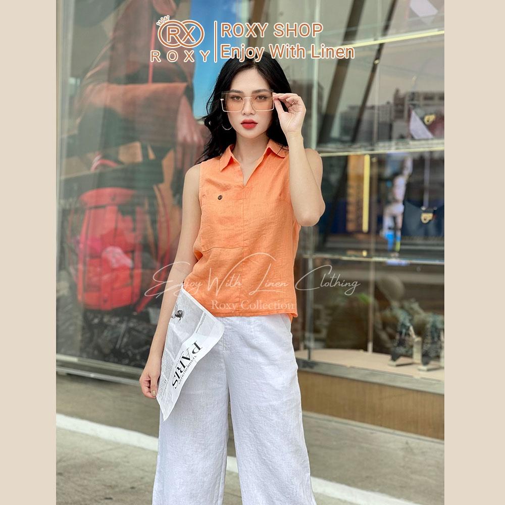 Áo Sát Nách Linen Thiết Kế Cổ Vest Thóang Mát